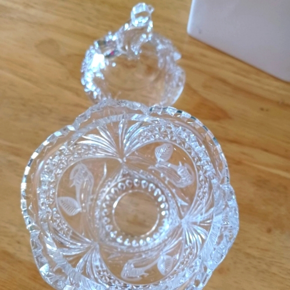 Vintage Echt Bleikristall Crystal Cut Bird Lid Sugar/ Candy Bowl - Picture 5 of 10